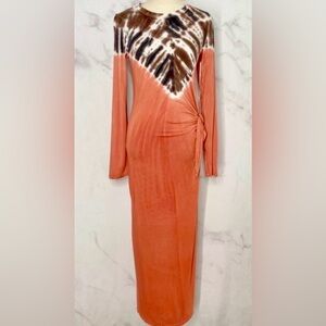 Young Fabulous & Broke Bennet Jersey Tie Dye Midi Dress in Henna Pluto ZB1